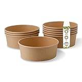 BIOZOYG one-Way Salad Bowl Bio Disposable Dishes Soup Bowl Brown 1000 ml I composable Bowls Kraft Cardboard Packaging with PLA Coating on The Inside I 50 Single-use Bowls to Go Cup Salad