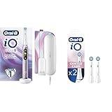 Oral-B iO9 Electric Toothbrush, Christmas Gifts for Women/Men, App Connected Handle & iO Gentle Care Electric Toothbrush Head, Pack of 2, White