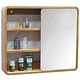 NOALED Bathroom Cabinet Wall Mounted for Home or Hotel, Solid Wood Mirror Cabinet Bathroom Mirror Cabinet Oak Wall-Mounted Mirror Cabinet Toilet Sliding Mirror