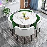Generic Round Kitchen Table And 4 Fabric Chairs Set, Modern Dining Table and Chairs Space Saver Home Office Reception Table Set Saving Space