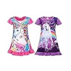 Eledobby Girls Nightgowns, Unicorn Nightgown Princess Pajama Dresses for Girls Sleepwear Nightie 7-8 years