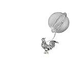 B42 Cockerel English Pewter on a Tea Leaf Infuser Stainless Steel Sphere Strainer