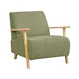 Beliani Modern Retro Armchair with Armrests Green Fabric Lesja