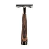 Double Edge Safety Razor Zinc Alloy,Safety Razors for Men,Reusable & Eco Friendly Men Manual Shaver with Wood Handle