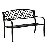 2-3 Seater Outdoor Bench All Weather Resistant Garden Park Chair Patio Iron Metal Frame Bench with Diamond Grid Pattern, Never Fade, Outdoor Furniture for Garden, Porch, Backyard and Park (Color : A
