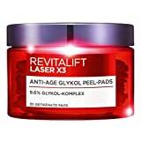 L'Oréal Paris Revitalift Laser X3 Anti-Age Glycol Exfoliating Pads, with High Dose Glycolic Acid, Reduces Wrinkles and Ensures Even Skin, 30 Pads