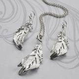 Sterling Silver Soft Feather Jewellery Set, Silver - One Size