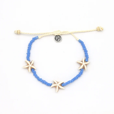 Pineapple Island Starfish Bead Anklet - Blue - One Size
