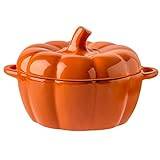 ZCED Pumpkin Casserole Dish Ceramic Pumpkin Casserole Pot With Lid Enamel Stew Pot Creative Pumpkin Pot Soup Pot Easy To Clean Gifts For Parents,Orange-0.27L