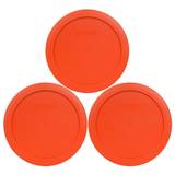 Pyrex 7201-Pc Round 4 cup Storage Lid for glass Bowls (3, Pumpkin Orange)