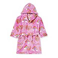 Hatley Girl's Fuzzy Fleece Robe Bathrobe, Twisty Rainbow Hearts, X-Large (8-10 Years)