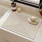 Hixingo Quick Drying Dish Drying Mat, Absorbent Draining Board Mats Line Coffee Mat, Non-Slip Draining Mat for Kitchen Diatomaceous Dish Drainer Mat (40x50cm,Beige)