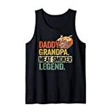 Mens Daddy Grandpa Meat Smoker Legend Grillfather Smoking Meat Tank Top