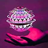Flying Ball Toy, Kids Cool Flying Spinner Drone Flying Orb, Magic Hand-Controlled UFO Hover Orb, with 360° Rotating RGB Lights, for Kids Boys Girl Adults Indoor Outdoor,Pink