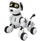 safindeng 2.4Ghz Hi-Tech Wireless Remote Control Rc Robot Dog Interactive Puppy Dog for Kids, Children,Girls, Boys (White)