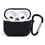 Airpods 3rd Generation Case, AirPods Case Cover with Keychain, Airpods Protective Case, Silicone Cover for Apple AirPods 3rd Case, Airpods 3 Charging Case - Support Wireless Charging (Black)