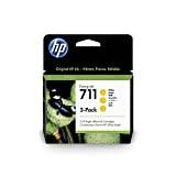 HP 711 CZ136A 3-pack Yellow 29-ml Genuine HP Ink Cartridge with Original HP Ink, for HP DesignJet T120, T125, T130, T520, T525, T530 Large Format Plotter Printers and HP 711 DesignJet Printhead