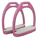 Best On Horse Safety Aluminium Stirrup - Lightweight Non Slip Iron Stirrup With White Treads For Horse Competition Field Yards (Full, Cob)