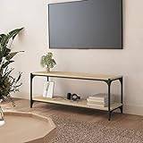 ZEYUAN TV Cabinet Sonoma Oak 100x33x41 cm Engineered Wood and Steel,Fire Place Tv Unit,Gloss Corner Tv Units,Wall-Mounted Tv Cabinet