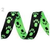 15mm Green Paw Printed Webbing for Dog Leash / Collar