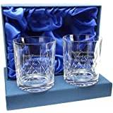Go Find A Gift Personalised Crystal Whisky Glass Tumblers Set of 2 in Presentation Box