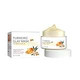 Turmeric Mud Kaolin Turmeric Mask, 100% Natural Kaolin Clay Mask, Deep Cleansing Unclog Pores, Improve Dark Spots and Wrinkles, Women Face Mask Beauty and Skincare (1PC)