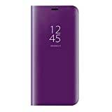 HAOYE Case Suitable for Samsung Galaxy S20+/S20 Plus, Clear View Standing Case, Mirror Smart Flip Case Cover. Purple