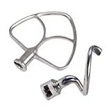 Walmine Stainless Steel Stand Mixer Beater & Spiral Dough Hook 4.5-5 Quart Replacement for KitchenAid K45 K45SS