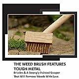 Wire Brush Patio Cleaner Garden Brush Weed Remover Tool For Block Paving Long Handle Wire Broom For Cleaning Grout Removing Weeds Moss And Un Wanted Roots Driveway Cleaning Tool Wooden 30cm