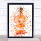 Watercolour Splatter Whitley Neill Blood Orange Gin Bottle Wall Art Print