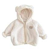 OverDose Boutique Newborn Infant Baby Girls Boys Jacket Cartoon Bear Ears Hooded Outerwear Zipper Warm Fleece Winter Coat Coats for Boys 14/16 (White, 18-24 Months)