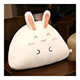 KUDOU 42/48CM Cute Rice Ball Shape Rabbit Ear Plush Pillow Sofa Chair Back Cushion Cartoon Animal Nap Sleeping Pillow Birthday Gift Toys Soft (Color : Smile, Height : 42x36CM)