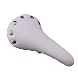 CLASSIC STYLE BIKE SEAT, WHITE LEATHER LOOK,RIVETED TOP SUIT TRADITIONAL BICYCLE, CYCLE, MTB, SPORTS BIKE SADDLE