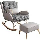 ZYWWW Rocking Chair Living Room Reclining Rocking Chair,Rocking Chair With Foot Stool,Balcony Relaxing Chair,Modern Soft Sleeper Armchair,Bedroom Lounge Living Room Reading Chair (Color : Grey)
