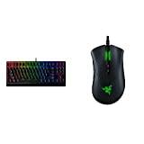 Razer BlackWidow V3 Tenkeyless (Green Switch) - Compact Mechanical Gaming Keyboard, UK Layout | Black & DeathAdder V2 - Wired USB Gaming Mouse with Optical Mouse Switches, Black