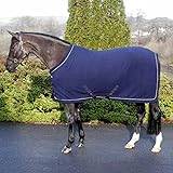 Harry Hall Masta Horse Fleece Stable Rug - Protective Super Soft Sheet for Horses - Equestrian Show Travel Blanket - Breathable Anti-Rub lining - Navy Blue, Size 7ft 6inch