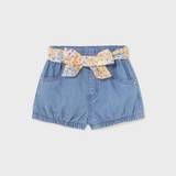 Baby Floral Belted Shorts In Stnwash