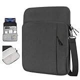 Dadanism 9-11 Inch Tablet Sleeve Shoulder Bag for iPad 9/8/7th 10.2,iPad Pro 11 M2 2022,iPad Air 5/4 10.9,iPad 10th 10.9, Galaxy Tab A8/S9/S8/S7, Tablet Carrying Case with Storage Pockets,Black&Gray