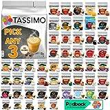 Tassimo Coffee, Tea, Chocolate Pods. Pick Any 3 Packs from 50+ Blends Including Kenco, Costa, L'or, Jacobs, Chai latte, Baileys, Cadbury, Milka, Oreo, Twinings, Cafe Hag.