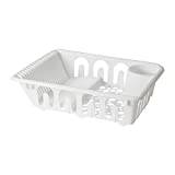 FLUNDRA Dish Drainer, White, Store lots of washed dishes in a small space. 9 glasses can be put on the outside of the dish drainer.