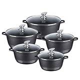 Kitchen Essentials Lovely 5 Assorted Size Non-Stick Casserole Set in Black (Hob Type Compatibility: Gas; Electric; Glass; Induction)
