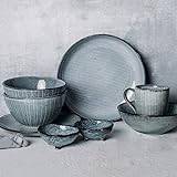 Romantic Ceramics Dinner Sets, Plate/Bowl/Spoon | 26 Pieces Retro Hand Painted Stripes Porcelain Combination Set - Kiln Glazing Process Dinnerware for Restaurant