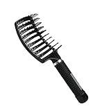 FURLOU Wide Tooth Comb Hair Brush Scalp Massage Comb Hairbrush Bristle&Nylon Women Wet Curly Detangle Hair Brush for Salon Hairdressing Styling Tools Hair Comb (Size : Type B black)