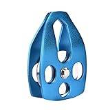 Drfeify Single Pulley, 16KN Rolling Tension | 32KN Still Tension, Magnalium Alloy Climbing Pulley with Swing Plate for Rock Climbing Caving Mountaineering (Blue (copper sleeve))