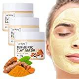 Turmeric Vitamin C Clay Mask, Turmeric Vitamin C Face Mask with Turmeric, Turmeric Clay Face Mask, for Deeply Cleansing and Hydrating, Reduce Acne, Dark Spots, Blackheads, and Pores (3PCS)