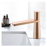 Brushed Gold Basin Faucet Brass Bathroom Faucet Mixer Tap Wash Basin Faucet Rose Gold Hot and Cold Lavotory Faucet (Color : Rose Gold Short)