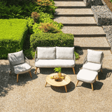 Sempre Outdoor Lounge Set with Footstool and Teak Coffee Table