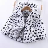Girl's Leopard Print Fleece Hooded Coat For Winter, Casual Cool Jacket For Girls, Kids Clothing
