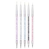 RGa846 Double Sided Nail Art Brushes Gel Nail Brush Drill Manicure Pen Nail Polish Pen Inner Brush Pack of 5