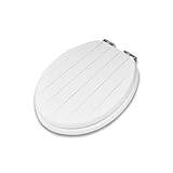 Addis Soft Close Striped Oval shape Toilet Seat, with adjustable quick release hinges and simple universal fixings, Oval shape, white with a stylish tongue & groove design finish
